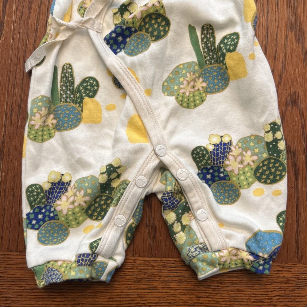 Apple Park 0-3 Month Snap Romper Lala Curio Cactus Japanese Inspired Kimono (4 - Picture 2 of 7